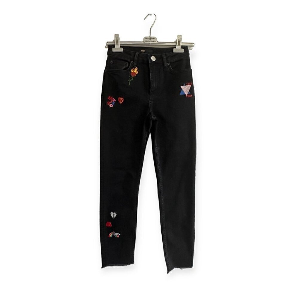 Maje Straight Jeans with Patch, Gray, Size 34 EU, NWT